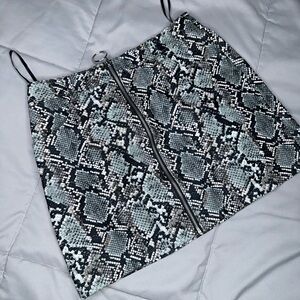 Honey Punch Snake Print Skirt - Black and Gray